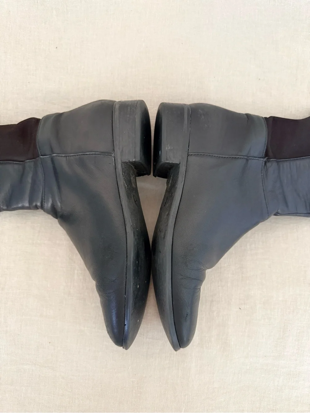 Michael Kors Over-the-Knee Leather Stretch Boots Sz 7.5 Fits 8 Black Low Heel